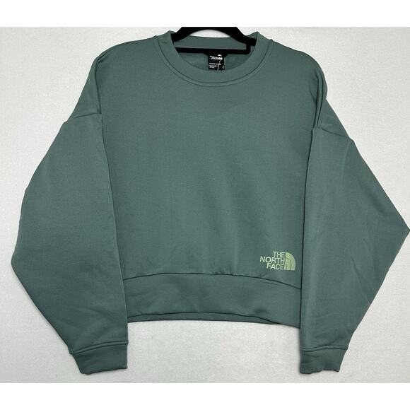 The North Face Women's Oversized Fleece Crew Sweatshirt L Dark Sage Green NWT - Picture 1 of 11